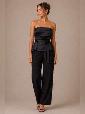 Banana Republic Black Silk Strapless Top Bustier Pleated Cocktail 2